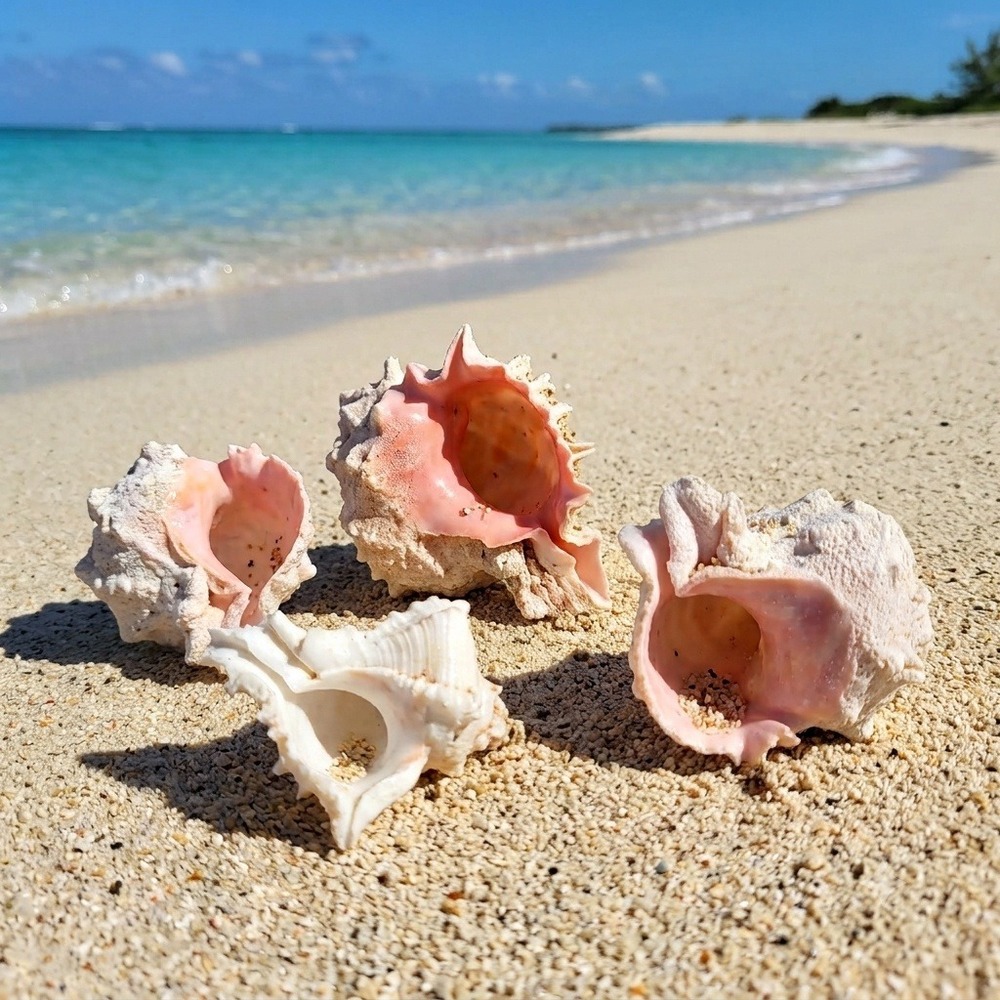 Natural Pink Murex Shells Set of 4 Beach Decor Nautical Sea Shells 2.5-3.5 Inch